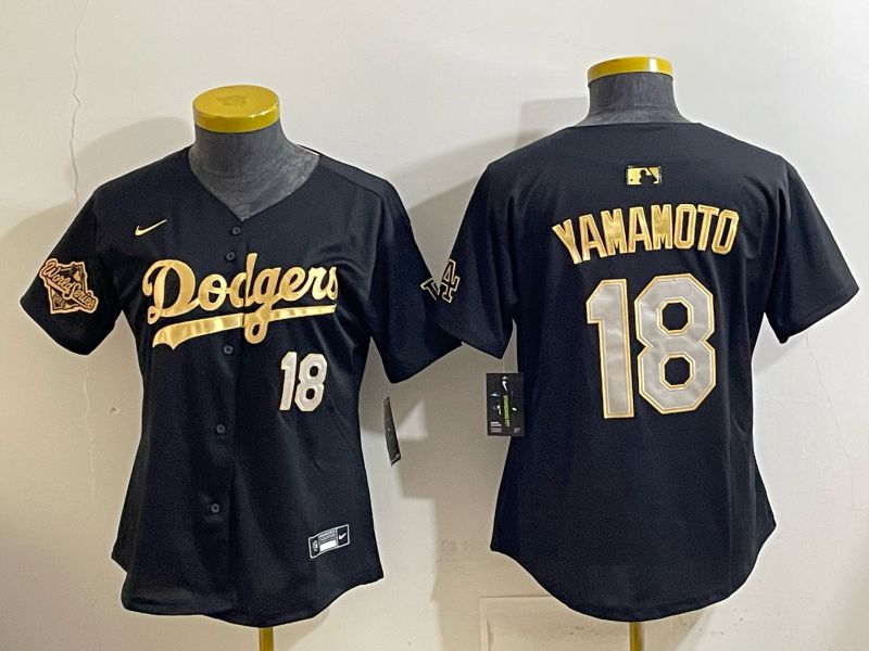 Youth Nike 2026 Los Angeles Dodgers #18 Yamamoto black gold Game MLB Jersey 1213->youth mlb jersey->Youth Jersey